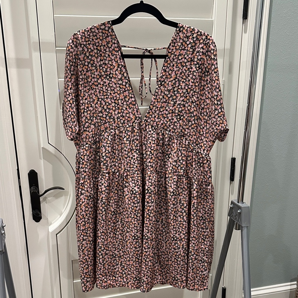 Petal & Pup Pink/Black Floral Mini Dress